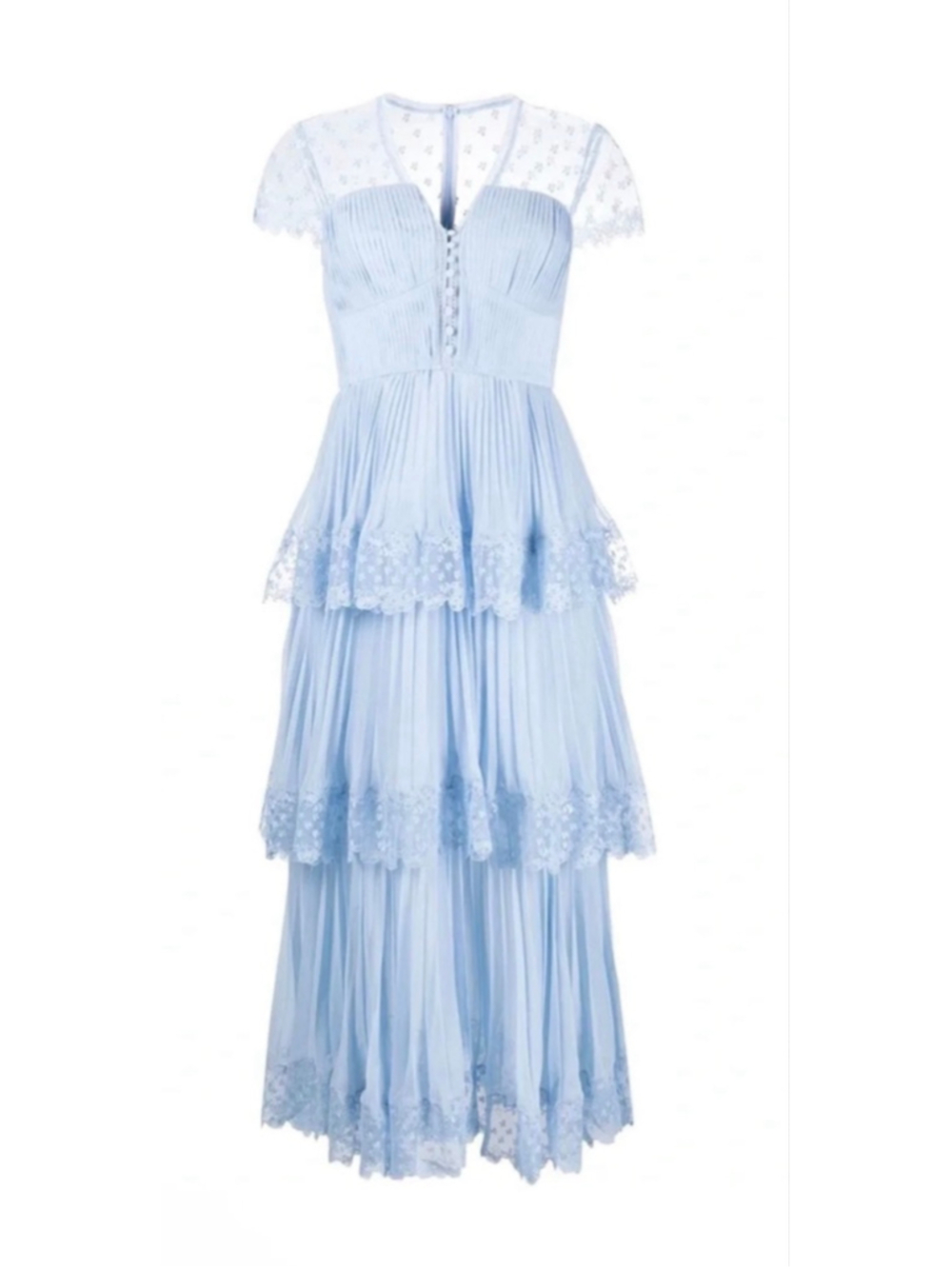 Self Portrait Light Blue Tiered Midi Dress US Size 8 $695 - Picture 1 of 5